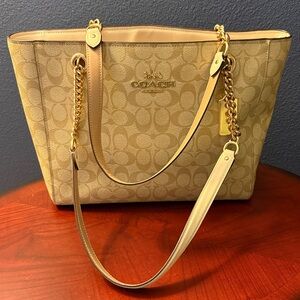 Coach Zipper Monogram ChainTote